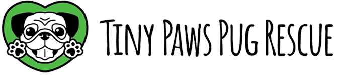 Tiny Paws Pug Rescue logo with heart.